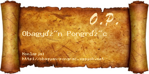 Obagyán Pongrác névjegykártya